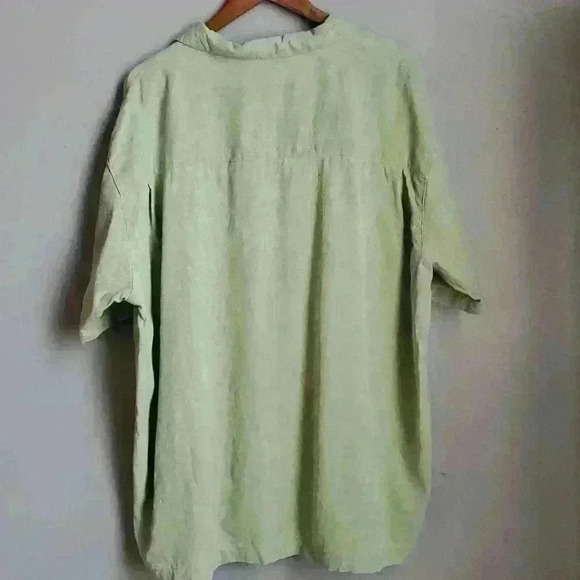 Joe Martin Tropical Green Silk Short Sleeve Button Up Shirt Hawaiian Island 3X - Picture 5 of 9